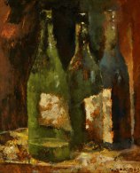 &quot;Trois bouteilles&quot; (1943, huile sur carton, 46,5 x 38,5 cm, © Ass.R-Th Bosshard