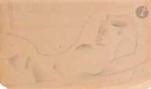 Femme nue étendue aux bras levés